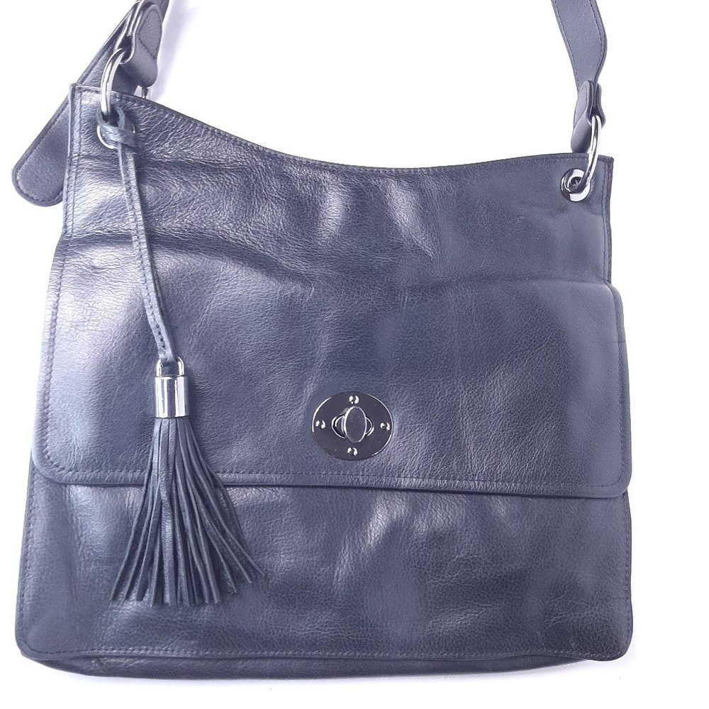 Rachel Roy Women Black Pebble Leather Multi Crossb